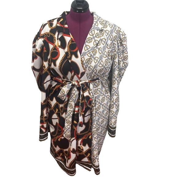 Ashley Stewart Dresses & Skirts - Ashley Stewart Womens Plus Size 26/28 Long Sleeve Chain Design Wrap Dress